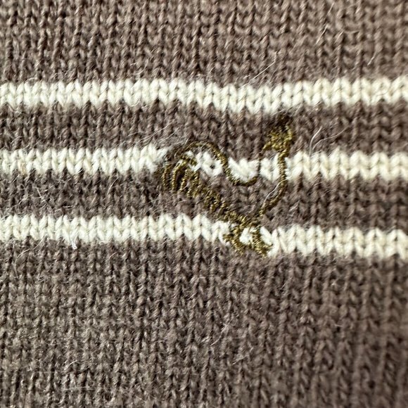 Fossil sweater Men L Brown tan stripe Cashmere Wool Angora blend v neck‎ - Picture 4 of 8